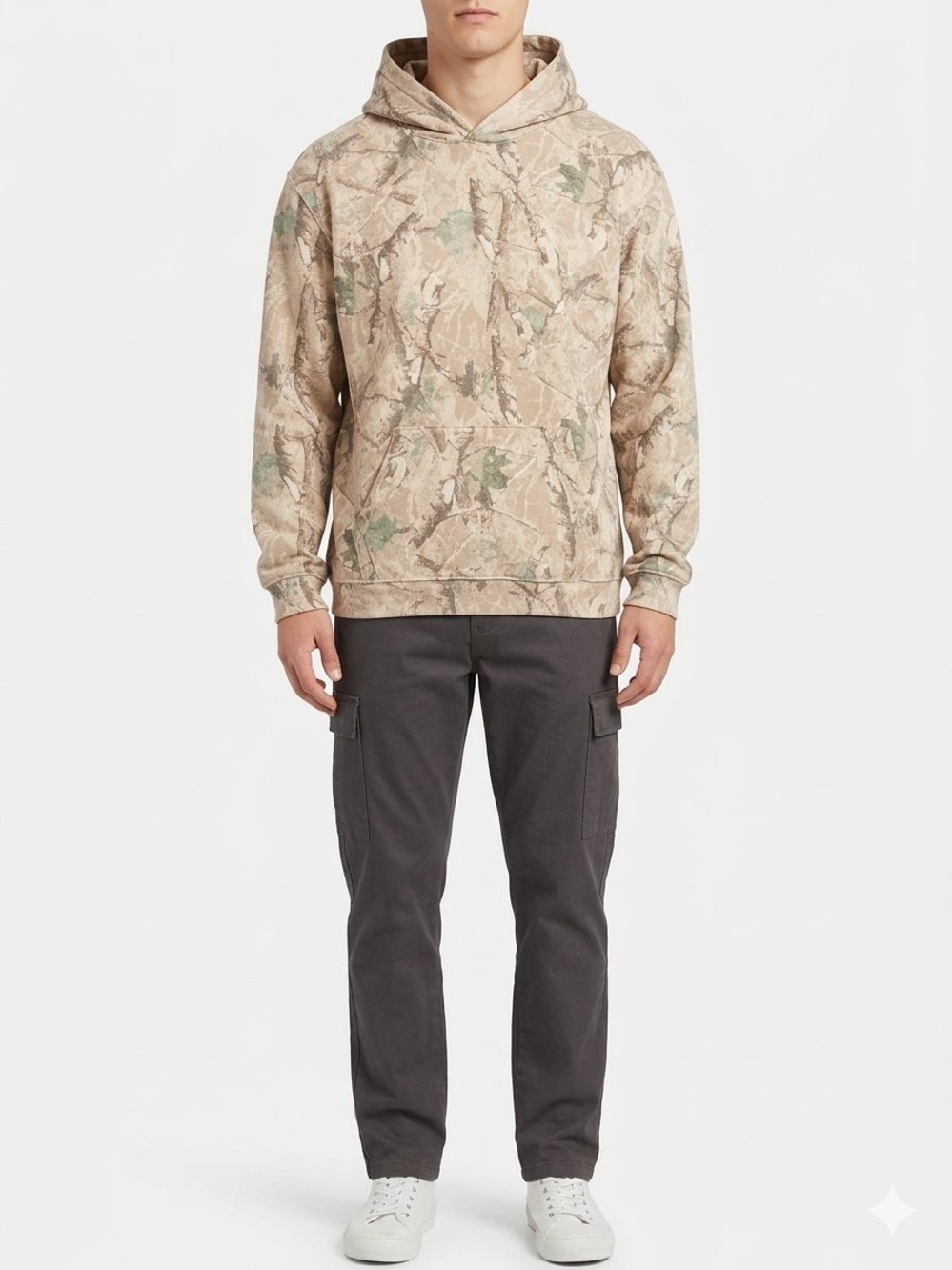 Kids Camo Hoodie - Tan & Green